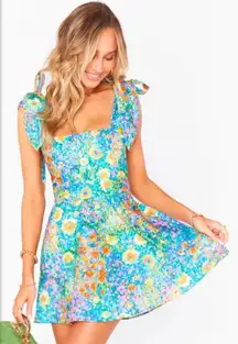 Show Me Your Mumu Claire Painterly Petals Mini Dress Bow Ties Size XS