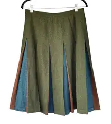 VTG Pendleton Women's Box Pleat Wool Reversible Skirt Green Blue Size Medium