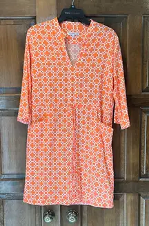 Peter Millar Women’s Dress Size Medium Orange & White Patterned Dress Drawstring