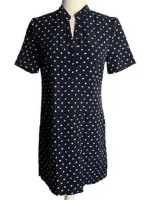 Cupcakes & Cashmere Shift Dress S Blue Squares Pockets Short Sleeve V Neck