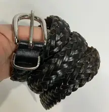 Black braided leather belt size M/L adjustable sizing retro accessories Y2K