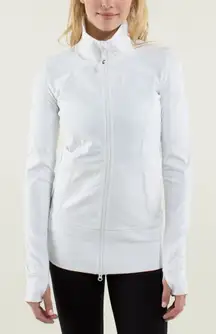 Lululemon Nice Asana Jacket zip up define Brushed White ribbed mock neck high