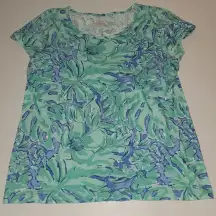 Vineyard Vines Womens Palm‎ Leaf Scarf Print Tshirt Small