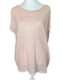 J.Jill Linen Cotton Short Sleeve Tunic Sweater Knit Top Blush Pink Coquette SM