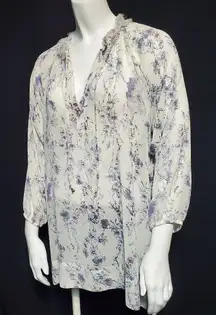 White & Purple Floral Top (XS)