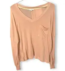 In Loom Boutique Slinky Ribbed Knit V Neck Long Sleeve Top