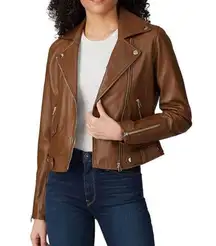 Slate & Willow Toffee Classic Leather Moto Jacket