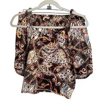 Rocawear Women’s Sz XL Animal Print Cami Satin Sleepwear Short Set Chains NWT
