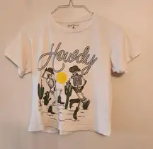 Cloud dancers skeleton cowboy cropped t shirt size womens xs