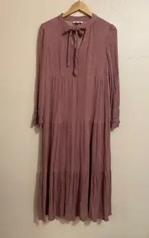 Listicle Maternity Dress Size Large Mauve Boho Tiered