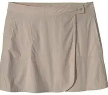 Patagonia Solimar Skort Skirt Wrap Front Button Closure Beige 6