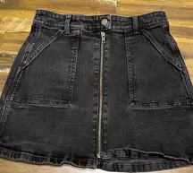 Madewell Denim MIni Skirt Black Frost Utility Jeans Front Zipper Pockets 27