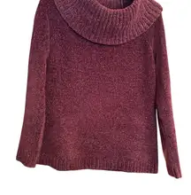 INC International Concepts Burgundy Cowl Neck Sweater with Metallic Threading