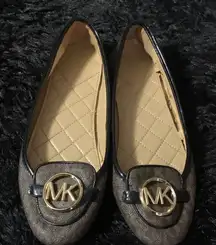 Michael Kors Black and Brown Logo Flats