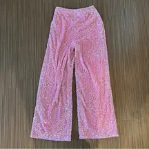 NWOT pink sequin glitter wide leg pants