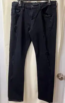 3x1 Black Distressed Ripped Denim Jeans‎ Straight Leg Grunge Streetwear Size 30