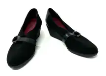 Munro Size 8.5 Shoes‎ Black 2" Wedge Heel Leather Buckle Formal Business Work
