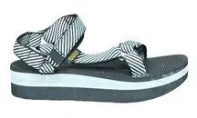 Teva Flatform Sandals Universal Candy‎ Stripe Black White Platform Women Size 9