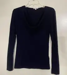 James Perse blue knit cowl neck drape blouse top XS 0