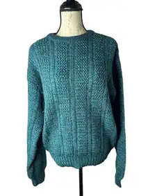 Chapel Hill Womens Teal Crew Neck Pullover Acrylic Sweater Size L