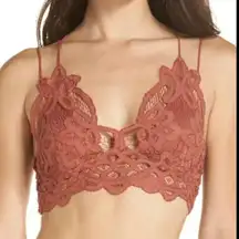 Free People Adella Crochet Lace Smocked Longline Bralette Tribeca Size XS