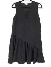 Opening Ceremony  Women's Size 8 Black Sleeveless Ruffle Lace Up Mini Shift Dress