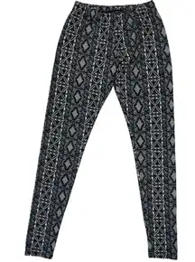 See You Monday Womens S Geometric Print Leggings Black Gray Cream