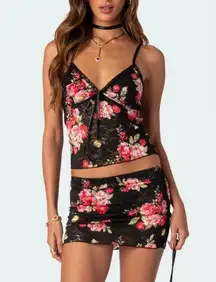 Edikted Black and Pink Lace Floral Set
