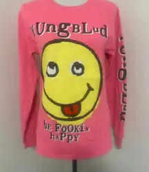 Hot Topic Yungblud Unisex “Be Fookin Happy” Long-Sleeve T-Shirt Pink Size Small