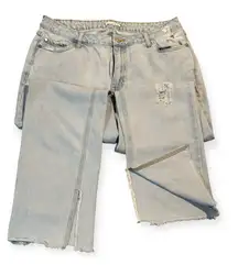 Avec Les Filles Straight Leg Split Hem Jeans