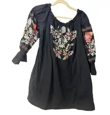 Free People Embroidered Blouse Top Size Large Boho Flowy Bohemian Trendy