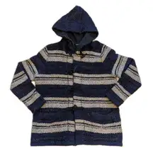 CHAPS Boho Southwestern Coastal Baja Wmn Lrg Toggle Button Sweater Hoodie Hippie