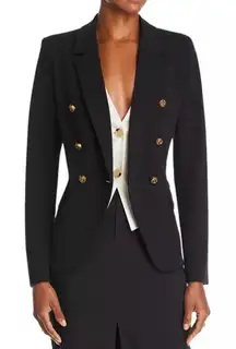 AQUA Women's XS Black Double Breasted Blazer Gold Buttons‎ Fitted Jacket