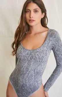 Snakeskin Printed Bodysuit Long Sleeved S/M VII NWOT Spandex