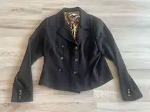 CAbi  12 Black Button Up Blazer With Gold Buttons