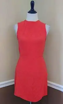 NEW Modcloth Mystic Bright Coral Red High-Neck Wrap Skirt Sleeveless Dress M