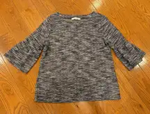 LOFT Textured Tweed Knit Top | Size L | 3/4 Bell Sleeve Work Blouse