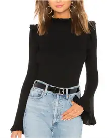 LINE + DOT sweater black ruffle trim small