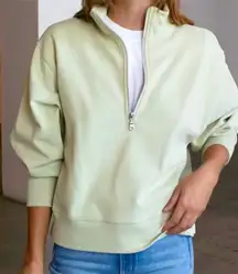 AYR All Year Round The Zip Fleece Pullover Half Zip Sweatshirt Green Size M