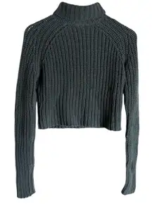 T Alexander Wang Blue Chunky Knit Turtleneck Long Sleeve Cropped Sweater XS