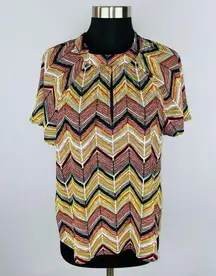 Peyton Jenson Womens Medium M Polyester Colorful Bohemian Chevron Print Top