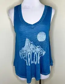 LOL Vintage Graphic Tank Top SMALL Live To Explore V-Neck Burnout Casual Summer