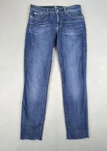 7‎ for all Mankind Jeans Womens 29 Blue Ankle Gwenevere Raw Hem Preppy Stretch