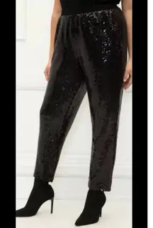 Eloquii Elements Size 16 Black Sequin Party Ankle Pants Holiday