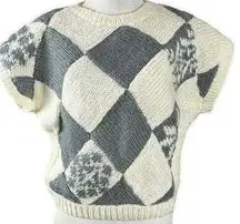 Vintage Jack Winter Argyle Diamond Patchwork Chunky Hand Knit Sweater Size Large