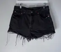 Levi’s 501 Denim Jean Shorts Black Distressed Size 31