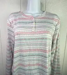 Lauren Ralph Lauren Womens Pink Long Sleeve Sleepwear Pajama Top Size M