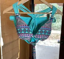 Arizona Push Up Turquoise Hipster Bikini Swim Suit Size Large