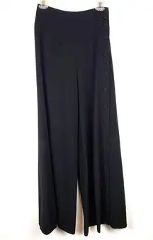 Anthropologie Elevenses High-Rise Wide Leg Button Down Side Black Pants 0 Long