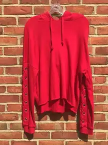 Generation Love Cherry Red Revolve  Lindsay Lace Up Hoodie